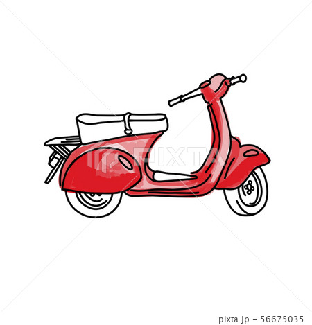 Scooter sketch. Red bike Vector simple... - Stock Illustration [56675035] - PIXTA