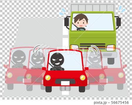 蛇行運転をして後続車（トラック）を妨害する乗用車 56675456