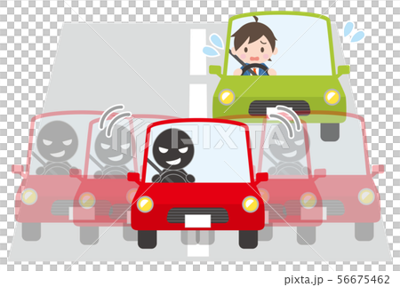 蛇行運転をして後続車（男性）を妨害する乗用車 56675462