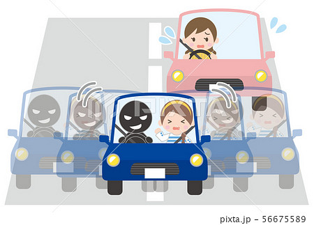 同乗者の制止を無視して、後続車（女性）を妨害する乗用車 56675589