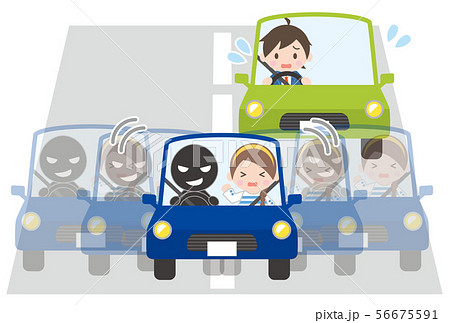 同乗者の制止を無視して、後続車（男性）を妨害する乗用車 56675591