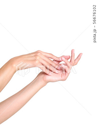 Elegant female hands. Beautiful fingers.  56676102