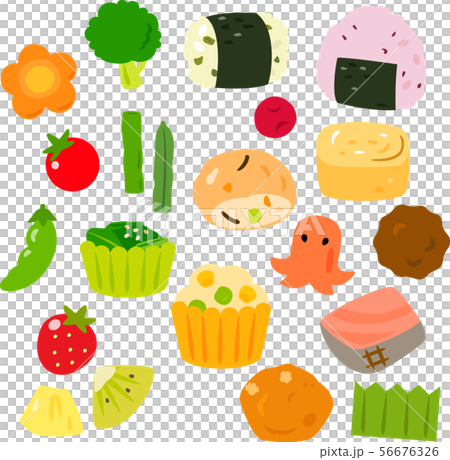お弁当のおかずのイラストセット お弁当のおかずのイラストセット 56676326