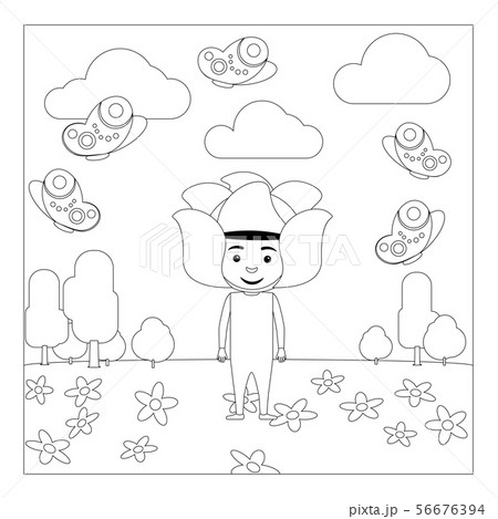 Kid in flower dress coloring page Kid in flower dress coloring page 56676394