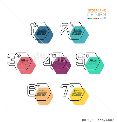 Black line minimal Infographic design on hexagon 56676807