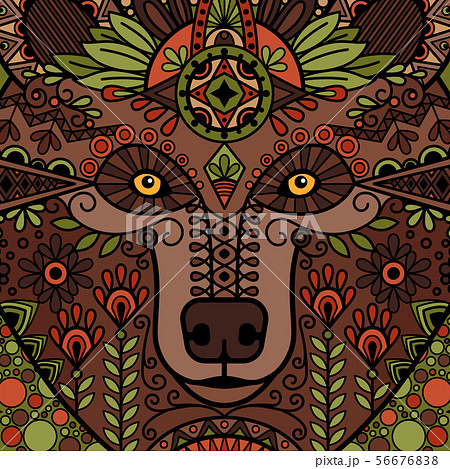 Bear head with floral ethnic ornament 56676838