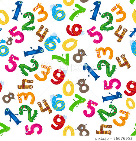 Cute monster numeral seamless pattern Cute monster numeral seamless pattern 56676952