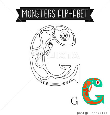 Coloring Page Monsters Alphabet Letter Gのイラスト素材 56677143