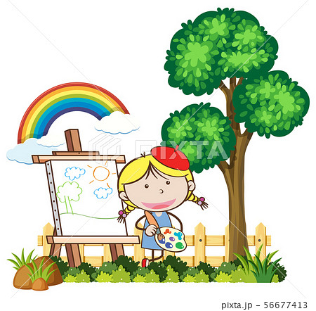Kid Painting in a Beautiful Day 56677413