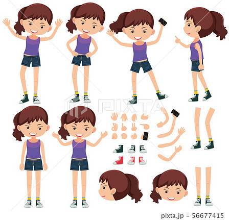 Woman with different sets of hands and legs 56677415