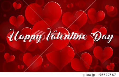Happy valentine card template with red hearts Happy valentine card template with red hearts 56677587