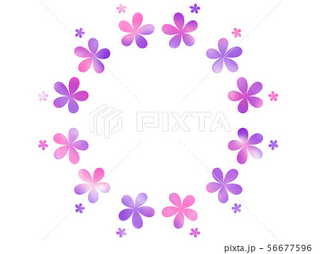 花 丸 フレーム 紫のイラスト素材