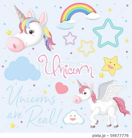 Background Design With Cute Unicorn And Stars Stock Illustration