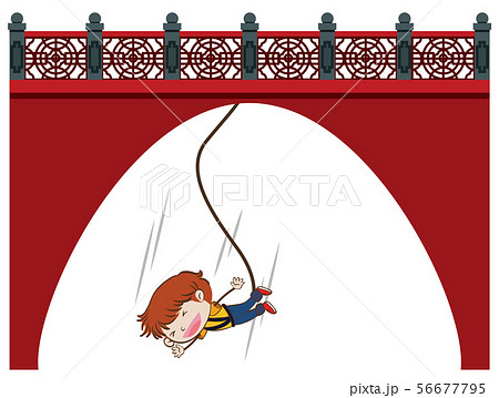 Bungee Jumping At Chinese Wallのイラスト素材