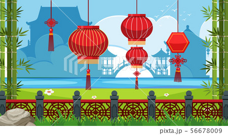 Chinese theme background with red lanterns Chinese theme background with red lanterns 56678009