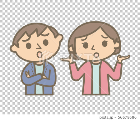 Young couple upper body troubled question line 56679596