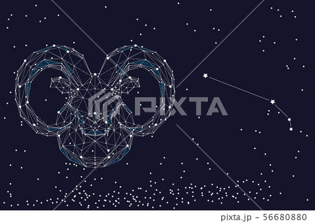 Zodiac sign Aries. The symbol of the astrological horoscope. Horizontal banner. 56680880