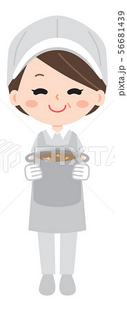 鍋を持つ給食のおばさんのイラスト 鍋を持つ給食のおばさんのイラスト 56681439
