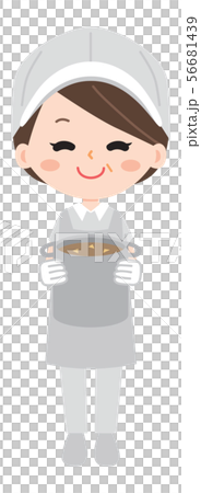 鍋を持つ給食のおばさんのイラスト 鍋を持つ給食のおばさんのイラスト 56681439