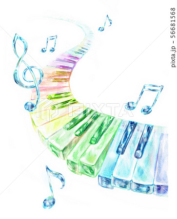 虹色の鍵盤 ガラスの音符のイラスト素材
