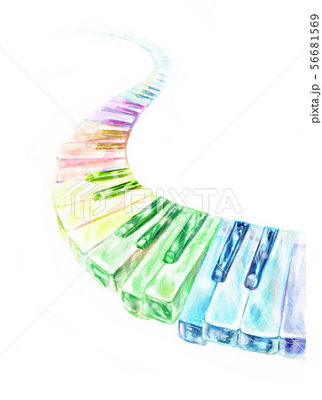 虹色の鍵盤 ガラスのピアノのイラスト素材