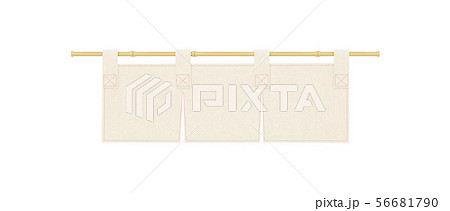 のれん ナチュラルホワイト 文字無し 無地 3文字用のイラスト素材