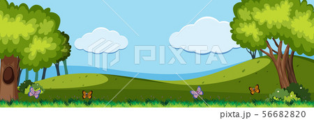 Nature scene with trees and hills 56682820