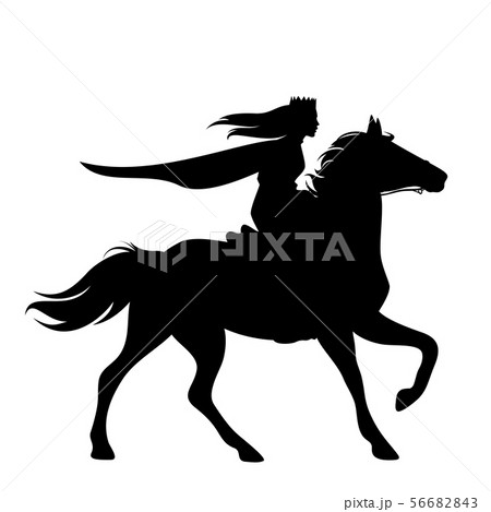 fantasy princess riding horse black vector 56682843