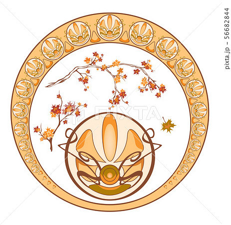 art nouveau style autumn nature circle frame 56682844