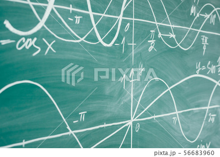 Trigonometry. School Chalkboard Function graphs Math lesson. Trigonometry. School Chalkboard Function graphs Math lesson. 56683960