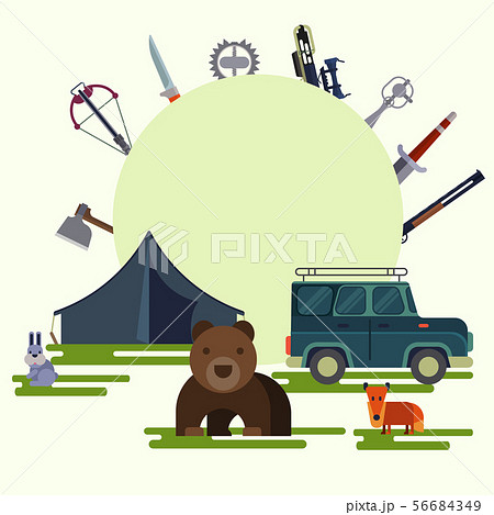 Hunter sport adventure and hunting open season vector illustration for poster. Outdoor hunt for wild Hunter sport adventure and hunting open season vector illustration for poster. Outdoor hunt for wild 56684349