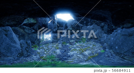 vr 360 camera inside tropical cave in jungle with vr 360 camera inside tropical cave in jungle with 56684911