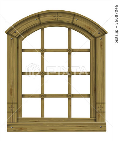 Antique Wooden Arched Window Fantasy のイラスト素材