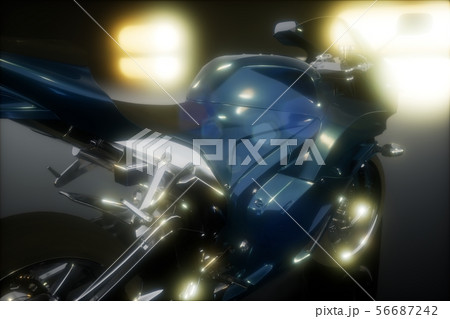 moto sport bike in dark studio with bright lights 56687242