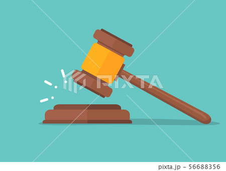 Judje hammer icon law gavel. Auction court hammer bid authority concept symbol 56688356