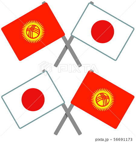 キルギスと日本の旗