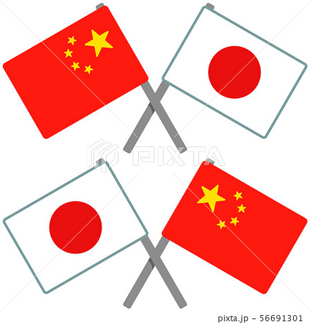 中国と日本の旗のイラスト素材