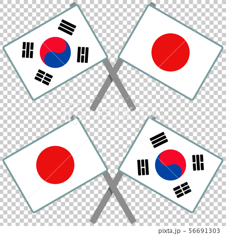 韓国と日本の旗のイラスト素材