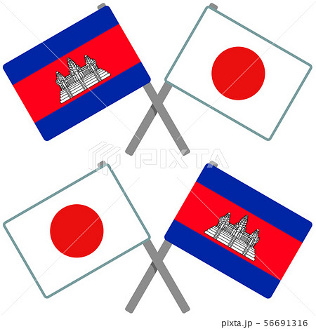 カンボジアと日本の旗