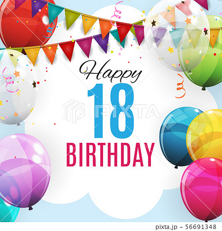 Cute Template 18 Years Anniversary. Group of 56691348