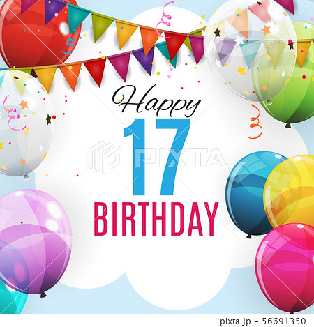 Cute Template 17 Years Anniversary. Group of 56691350