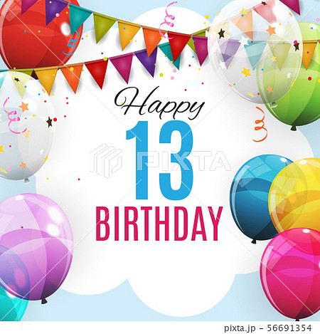 Cute Template 13 Years Anniversary. Group of 56691354