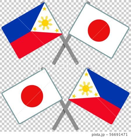 フィリピンと日本の旗のイラスト素材