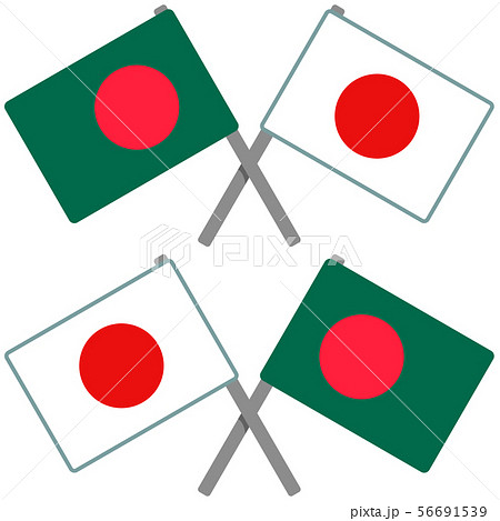バングラデシュと日本の旗のイラスト素材