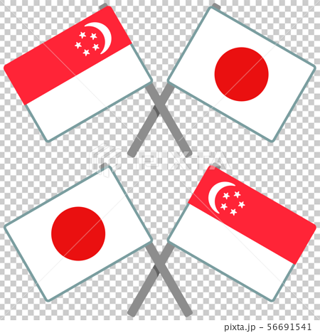 シンガポールと日本の旗のイラスト素材