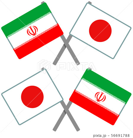 イランと日本の旗