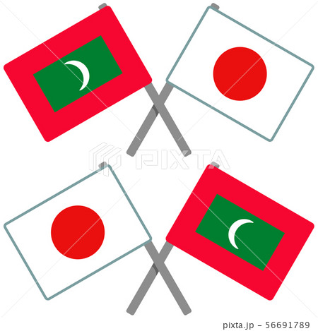 モルディブと日本の旗