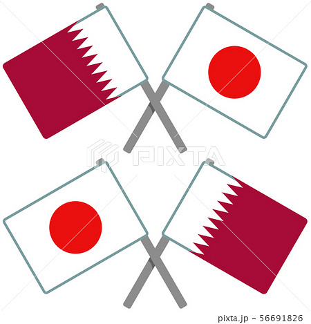 カタールと日本の旗