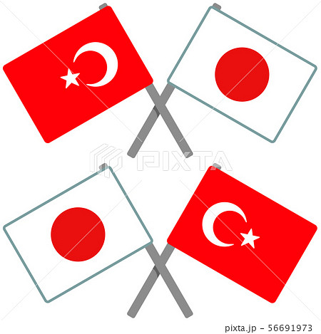 トルコと日本の旗のイラスト素材