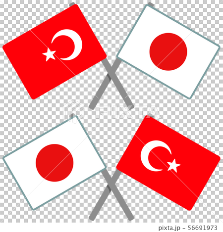 トルコと日本の旗のイラスト素材